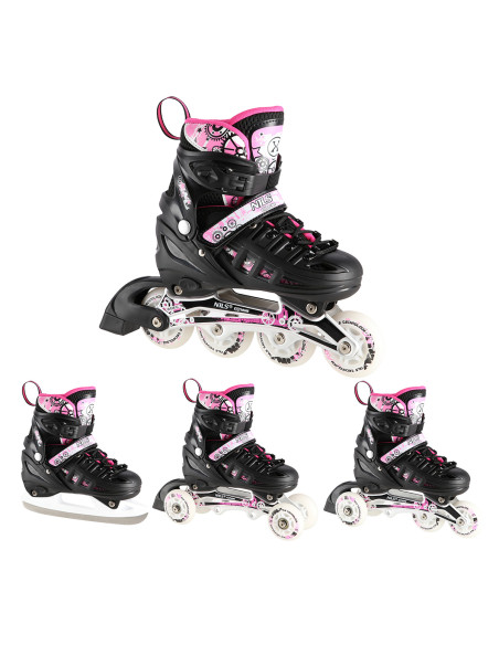 4-IN-1 ROSA LED GRÖßE L(39-42)  INLINER MIT DER AUSTAUSCHBAREN HOCKEY-KUFE NILS EXTREME