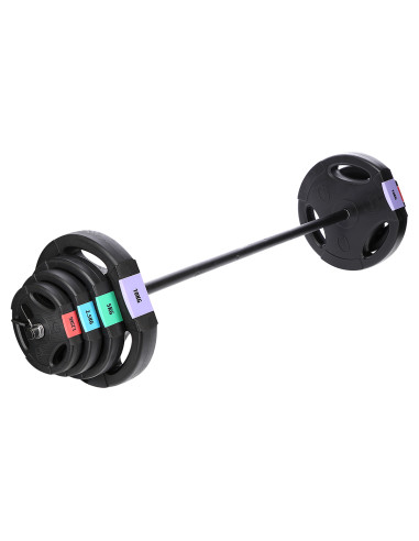 SET (3 TEILE) LANGHANTEL UND KURZHANTELN 62 KG HMS