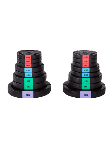 SET (3 TEILE) LANGHANTEL UND KURZHANTELN 62 KG HMS