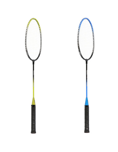 STAHL / BADMINTONSET MIT 4 SCHLÄGERN + 3 FEDERBÄLLE + NETZ 195x22cm  + SCHUTZHÜLLE NILS