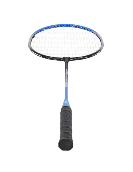 STAHL BADMINTONSET MIT 2 SCHLÄGERN + 3 FEDERBÄLLE + NETZ  + SCHUTZHÜLLE NILS