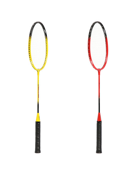 ALUMINIUM / BADMINTON-SET 4 SCHLÄGER + 3 FEDERBÄLLE + NETZ 600x60cm + SCHUTZHÜLLE NILS