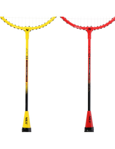 ALUMINIUM / BADMINTON-SET 4 SCHLÄGER + 3 FEDERBÄLLE + NETZ 600x60cm + SCHUTZHÜLLE NILS