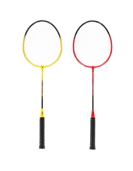 ALUMINIUM / BADMINTON-SET 4 SCHLÄGER + 3 FEDERBÄLLE + NETZ 600x60cm + SCHUTZHÜLLE NILS