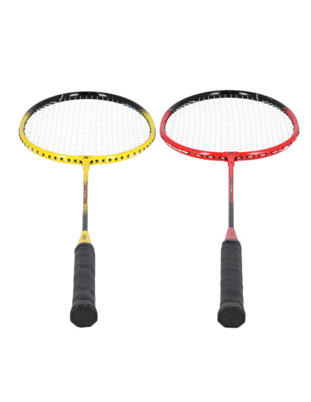 ALUMINIUM / BADMINTON-SET 4 SCHLÄGER + 3 FEDERBÄLLE + NETZ 600x60cm + SCHUTZHÜLLE NILS