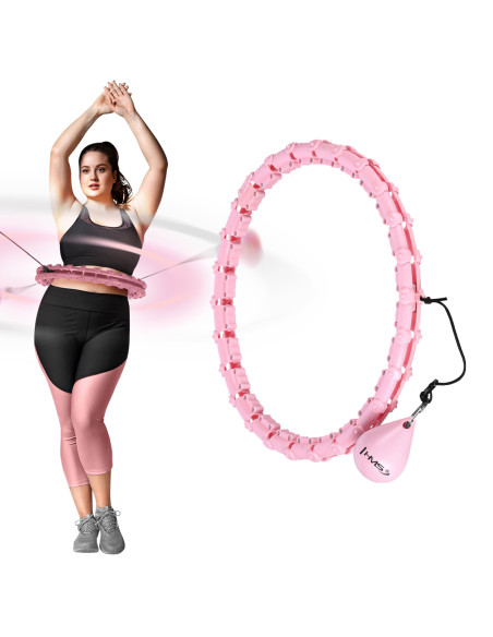 PLUS SIZE HULA-HOOP-REIFEN LIGHT PINK MIT MASSAGEPUNKTEN UND SCHWERKRAFTBALL HMS