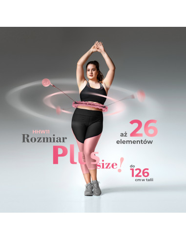 PLUS SIZE HULA-HOOP-REIFEN LIGHT PINK MIT MASSAGEPUNKTEN UND SCHWERKRAFTBALL HMS