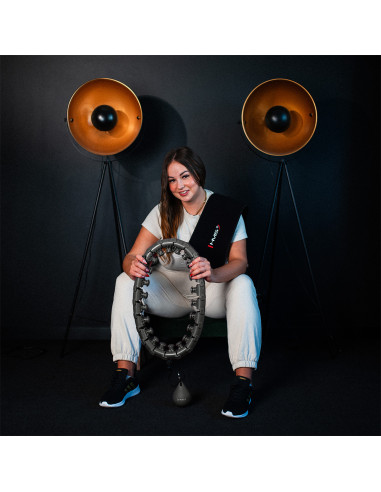 HHW12 HULA-HOOP-REIFEN PLUS SIZE BLACK MIT MASSAGENOPPEN UND ZÄHLER HMS + SLIMMING-GURT BR163 RED