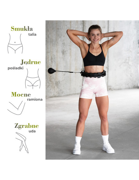 HHW12 HULA-HOOP-REIFEN PLUS SIZE BLACK MIT MASSAGENOPPEN UND ZÄHLER HMS + SLIMMING-GURT BR163 RED