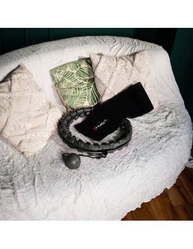 HHW12 HULA-HOOP-REIFEN PLUS SIZE BLACK MIT MASSAGENOPPEN UND ZÄHLER HMS + SLIMMING-GURT BR163 RED