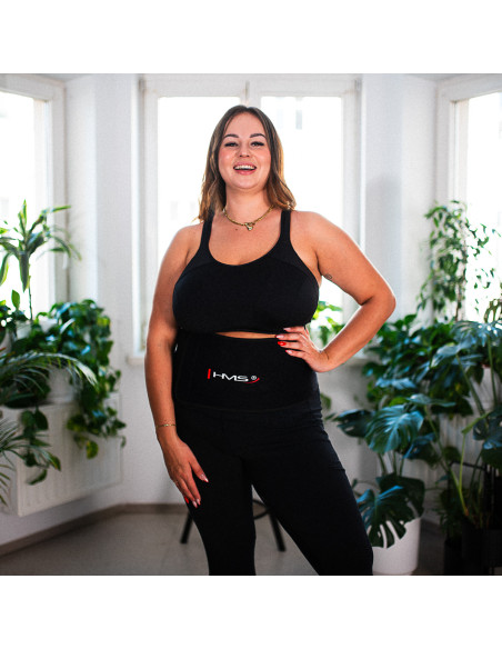 HHW12 HULA-HOOP-REIFEN PLUS SIZE VIOLET MIT MASSAGENOPPEN UND ZÄHLER HMS + SLIMMING-GURT BR163 BLACK