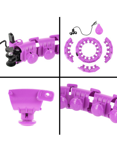 HHW12 HULA-HOOP-REIFEN PLUS SIZE VIOLET MIT MASSAGENOPPEN UND ZÄHLER HMS + SLIMMING-GURT BR163 BLACK