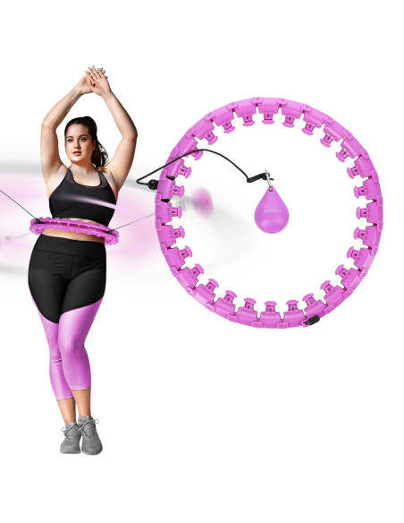 HHW12 HULA-HOOP-REIFEN PLUS SIZE VIOLET MIT MASSAGENOPPEN UND ZÄHLER HMS + SLIMMING-GURT BR163 BLACK