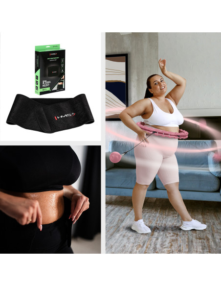 HULA-HOOP-REIFEN HHW11 BLACK MIT MASSAGENOPPEN UND SCHWERKRAFTBALL + BR163 BLACK PLUS SIZE HMS