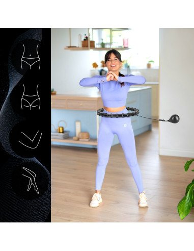 HULA-HOOP-REIFEN HHW11 BLACK MIT MASSAGENOPPEN UND SCHWERKRAFTBALL + BR163 BLACK PLUS SIZE HMS