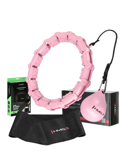 HULA-HOOP-REIFEN HHW11 LIGHT PINK MIT MASSAGENOPPEN UND SCHWERKRAFTBALL + BR163 BLACK PLUS SIZE HMS