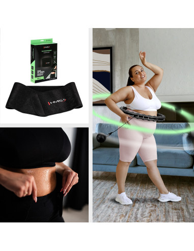 HULA-HOOP-REIFEN HHW11 LIGHT PINK MIT MASSAGENOPPEN UND SCHWERKRAFTBALL + BR163 BLACK PLUS SIZE HMS